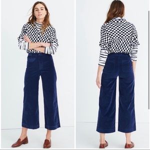 MADEWELL | Emmett Wide Leg Velvet Crop Pants 27 T
